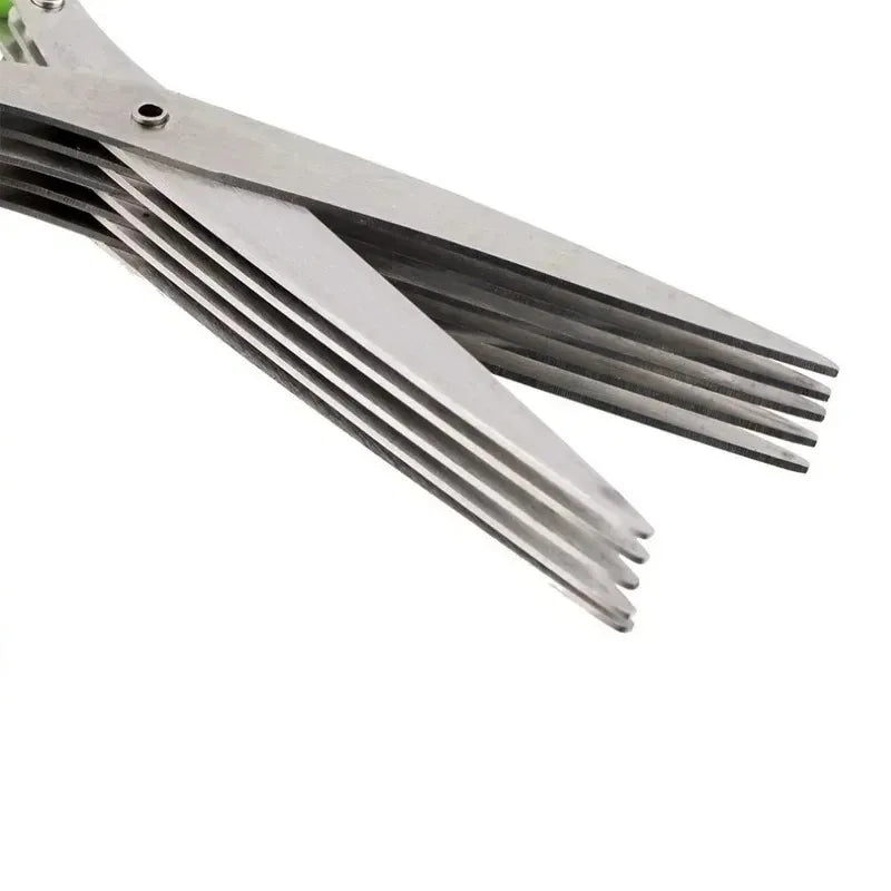 Multi-Layer Stainless Steel Herb Scissors Multi-Layer Stainless Steel Kitchen Scissors | 3 & 5 Blade Herb Cutter for Scallions, Peppers, and Seaweed