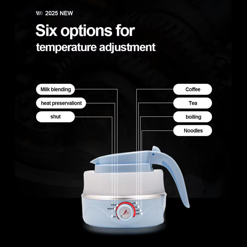 Foldable Travel Electric Kettle – Adjustable Temperature Portable Teapot for Home & Kitchen