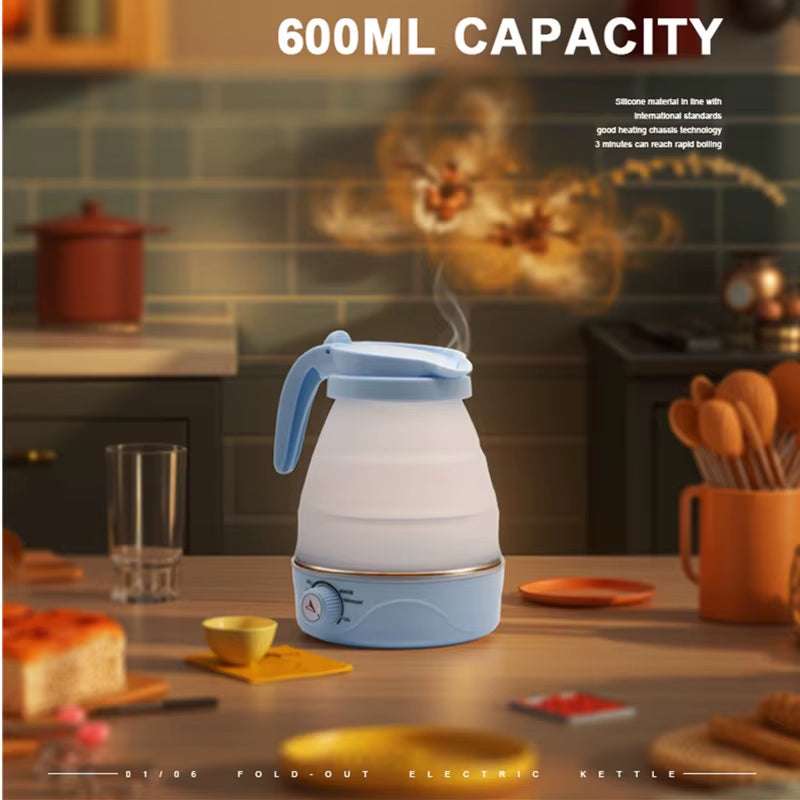 Foldable Travel Electric Kettle – Adjustable Temperature Portable Teapot for Home & Kitchen