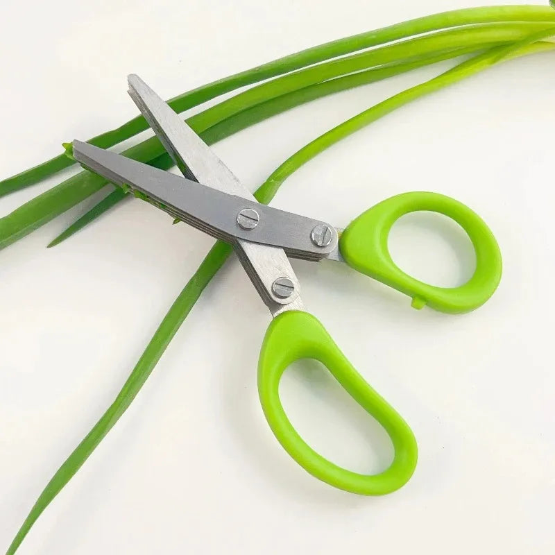 Multi-Layer Stainless Steel Herb Scissors    Multi-Layer Stainless Steel Kitchen Scissors | 3 & 5 Blade Herb Cutter for Scallions, Peppers, and Seaweed