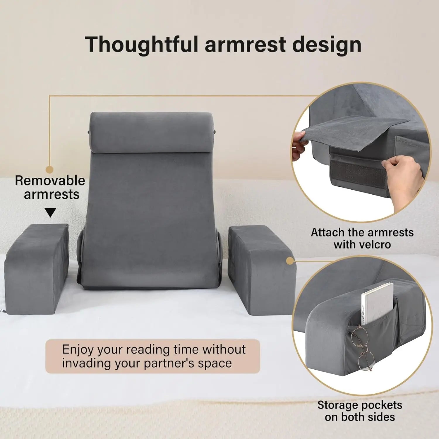Ergonomic Bedrest Back Pillow   Ergonomic Bedrest Back Pillow | Supportive Backrest Cushion for Reading, Gaming, Relaxing & Watching TV