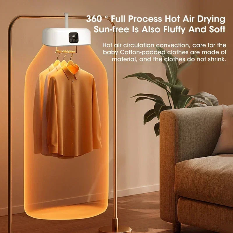 Compact Foldable Electric Clothes Dryer – Portable Fast-Drying Cabinet with Intelligent Timer & Travel Bag