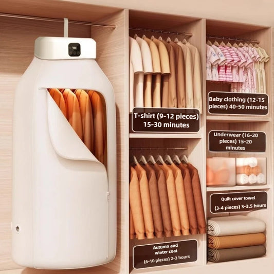 Compact Foldable Electric Clothes Dryer – Portable Fast-Drying Cabinet with Intelligent Timer & Travel Bag