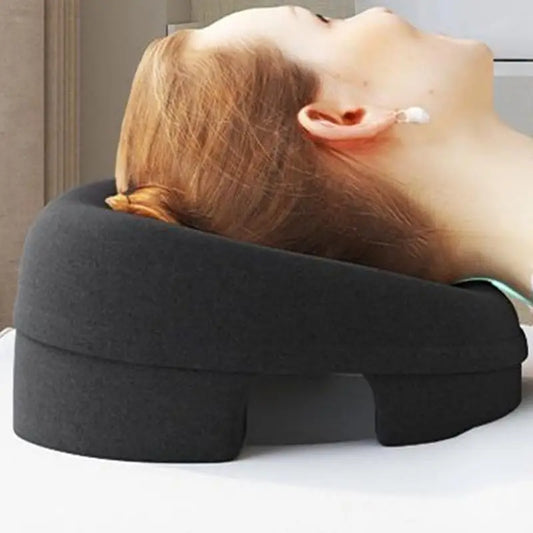 Ergonomic Face Down Pillow – Memory Foam Neck Support & Massage Recovery Headrest