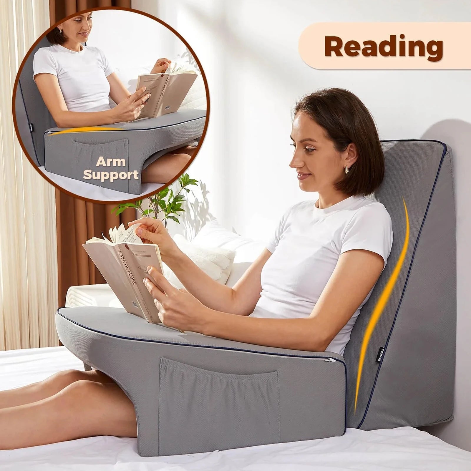 Memory Foam Reading & Gaming Pillow – Ergonomic Lap Desk and Arm Rest for Bed or Sofa