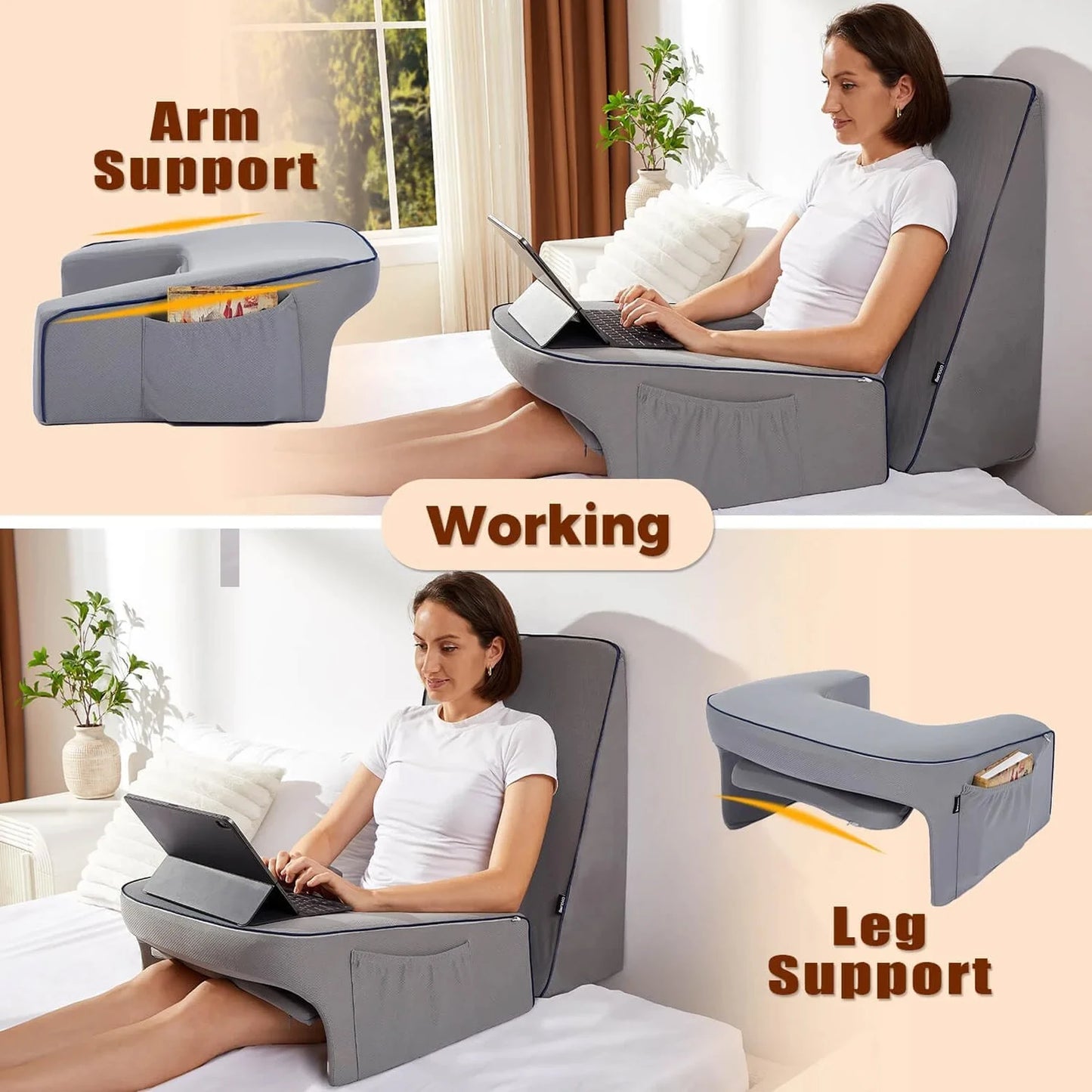 Memory Foam Reading & Gaming Pillow – Ergonomic Lap Desk and Arm Rest for Bed or Sofa