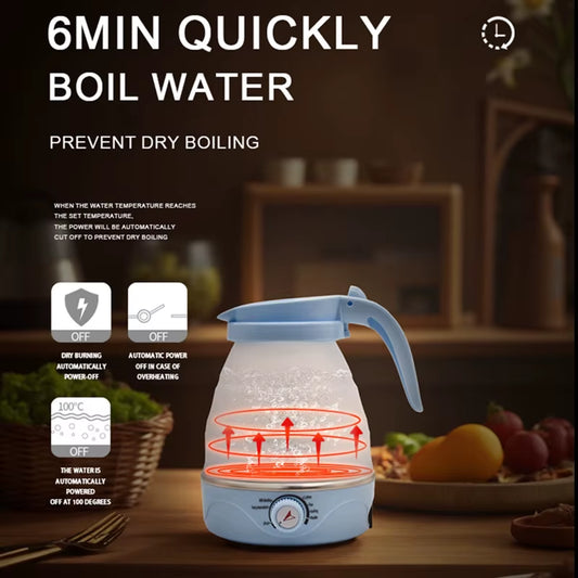 Foldable Travel Electric Kettle – Adjustable Temperature Portable Teapot for Home & Kitchen